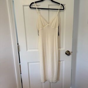 Forever 21 Cream Midi Bodycon Dress
